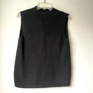 Vintage 00s Y2K Studio JPR Black Mockneck Sleeveless Knit Top M